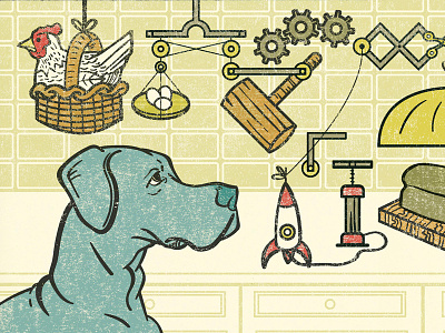 Clever Girl dog editorial illustration illustration rube goldberg