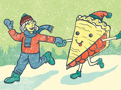 For the Love of Pie editorial illustration holiday illustration pie snow woman
