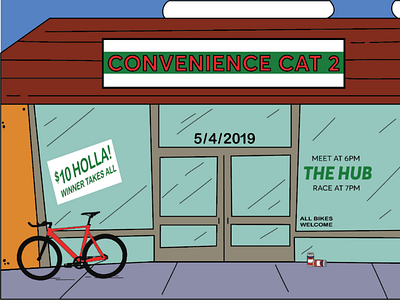 Convenience Cat 2 alley cat branding cycling design hand drawn illustration spoke card