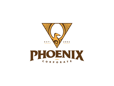 Phoenix Logo bird crane emblem fire ibis insignia retro