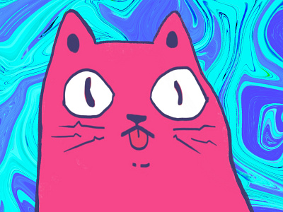Cat Button Design art blue button cat colorful crazy digital pink psychedelic