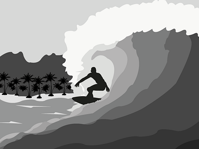 Surfer black and white design flat graphic design illustration illustrator junior minimal simple surfer tropical vector water
