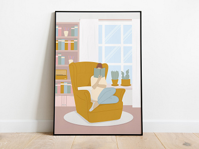 relax book design flat graphic design illustration illustrator minimal mood pastel poster poster design poster illustration read reading relax relaxation relaxing vector