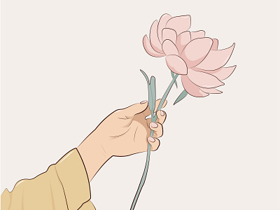 peony adobe illustrator design flat flower graphic design hand illustration illustrator minimal pastel peony simple vector woman