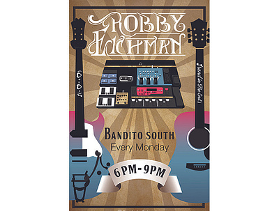 Robby Eichman Musician Poster concert design digital illustration guitar loop pedal music musician poster typography vector