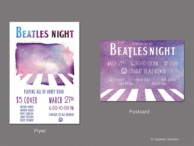 Beatles Night: Abbey Road concert design digital illustration flyer illustration postcard poster vector watercolor