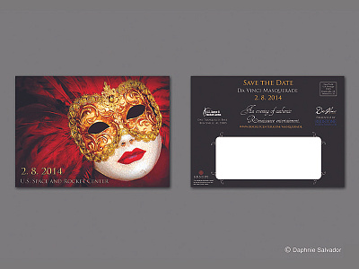 Da Vinci Masquerade ball design gala mask masquerade party postcard