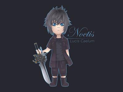 Noctis anime chibi digital illustration final fantasy game illustration kawaii noctis vector videogame