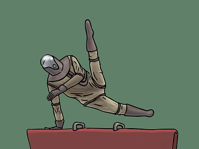 Johann Krauss on the pommel horse b.p.r.d. comic art gymnastics hellboy johann krauss procreate