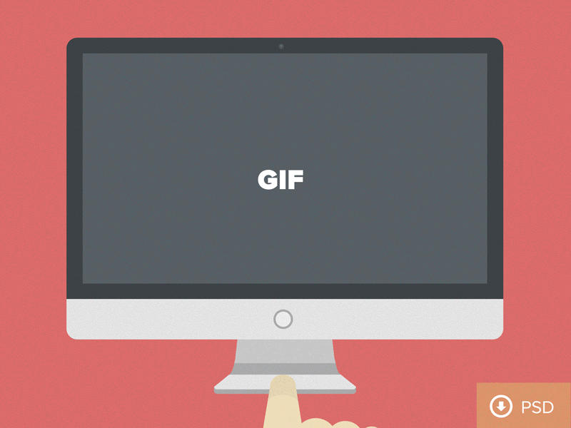 (GIF+PSD) iMac 2013 apple flat freebie illustration imac ios psd screen