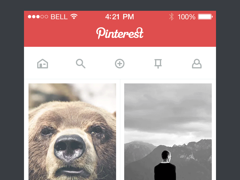 Pinterest animation district feed flat light nabil ghulam pinterest red search ui ux