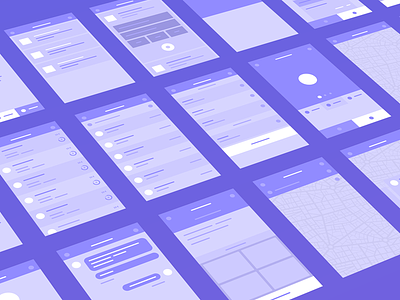 Wireframing artboards clean ios iphone purple white wireframe