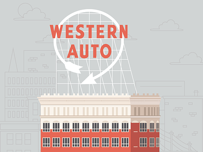 Western Auto Building auto building design illustration kansas city kcmo midwest texture western