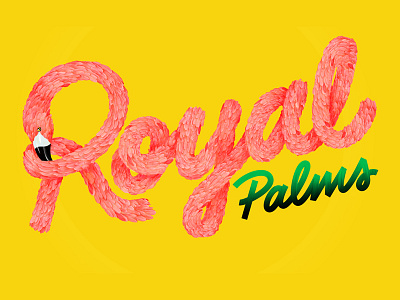 Royal Palms flamingo lettering texture