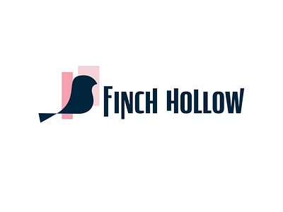 Finch Hollow Logo Design bird branding design finch illustration logo pink retro typography vintage