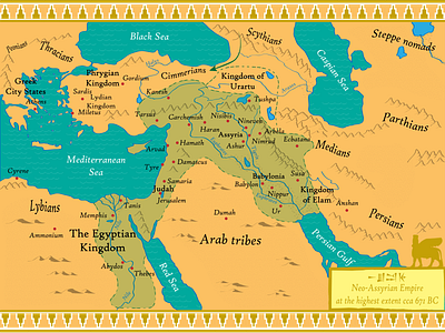 Neo-Assyrian Empire Map 2d antique assyrian cartography design illustration map mapping middle east
