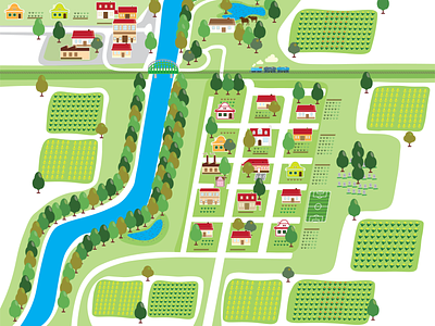 Illustration of Knicanin 2d countryside flat design illustrated map illustration landscape illustration