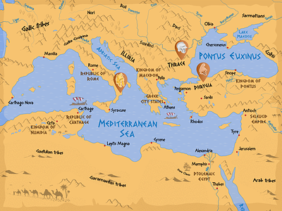 Antique Hellenistic map 2d antique artwork greek hellenistic illustration map mapping vector