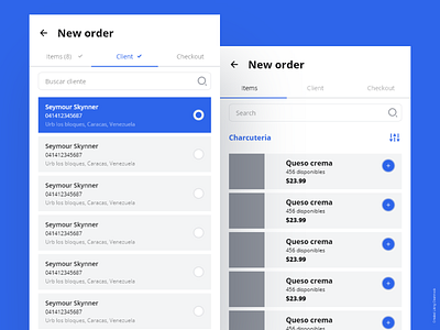 Order control app filter interface layout material design order purchase search shop sort ui ux