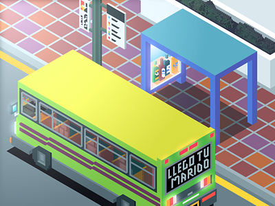 Bus station bus bus station hexels illustration illustration art isometric isometric illustration transportation
