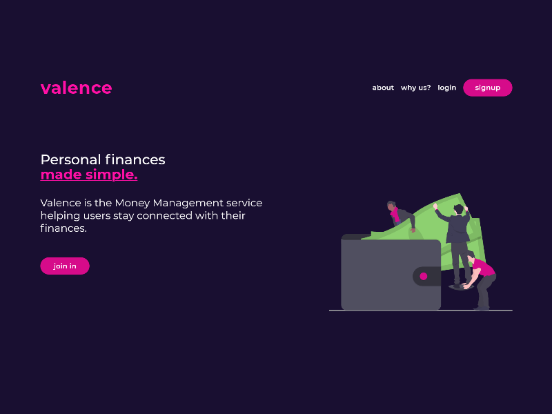 Valence - Personal Finance Manager web design ux ui