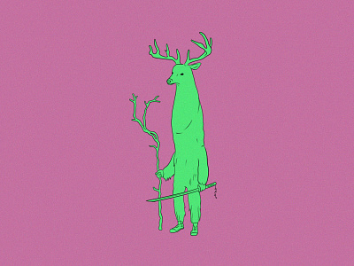 Spirit Samurai 2d antlers characterdesign concept deer design illustration katana minimal samurai