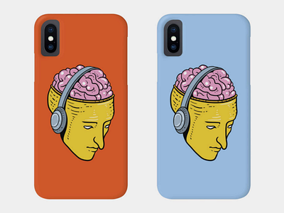 Radio Brain 2d case characterdesign design digitalart illustration minimal mobile photoshop