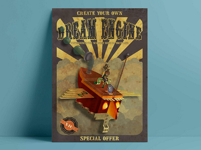 Dream engine 2d circus design fantasy illustration posrerdesign vector