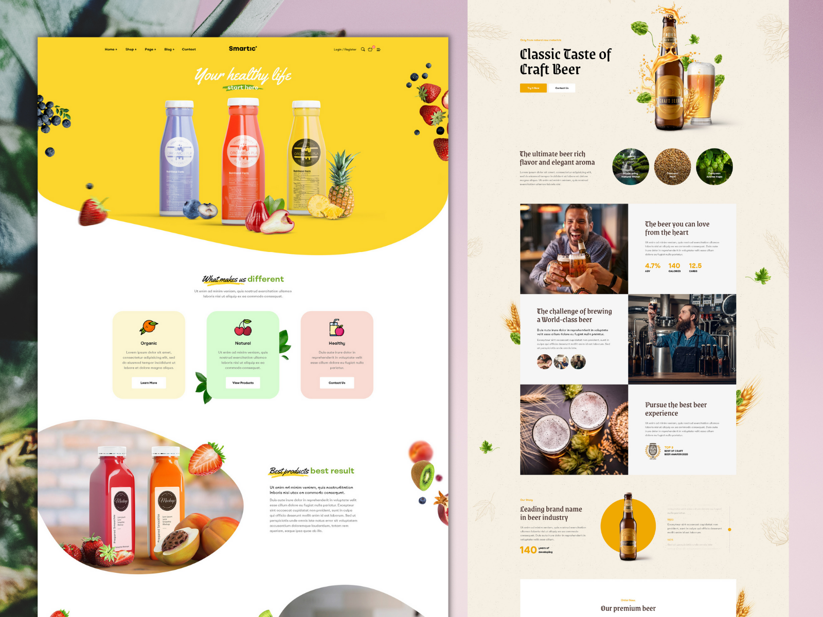 Drink Store Landingpage WordPress Theme - Smartic by Opal_WP on Dribbble