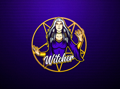 Witcher Mascot Logo angry branding design esports esports logo game gaming gaminglogo illustration logo mascot logo purple streamer vector witch witcher