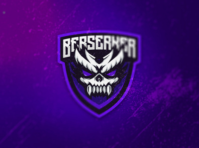 Berserker Skull Symbol angry badges berserker design esports esports logo fury head illustration logo mascot logo purple skull skull logo vector