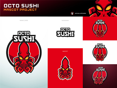 Octo Sushi animal badges branding design esports esports logo game gaminglogo graphic design head illustration japanese logo mascot mascot logo octopus restaurant sushi vector
