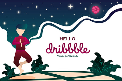 Hello Dribbble 2019 design dribbble flat flat design hello hello dribbble illustration thank you vector