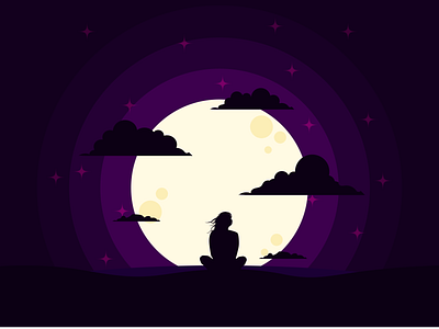 Lonely Night alone design flat illustration night nightlife purple ui ux vector violet