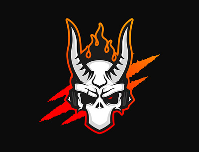Headgear badges devil esports game head horn illustration logo mascot logo mask skull vector