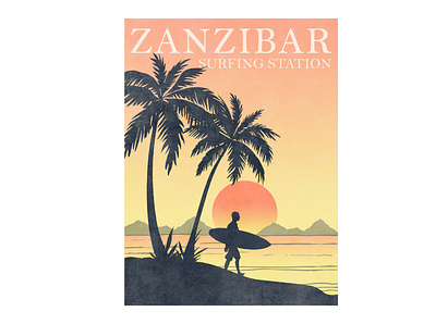 ZANZIBAR SURFING STATION logodesign summer summer camp summer t shirt summer vibes summertime sun sunset surf surf board surfing surfing logo