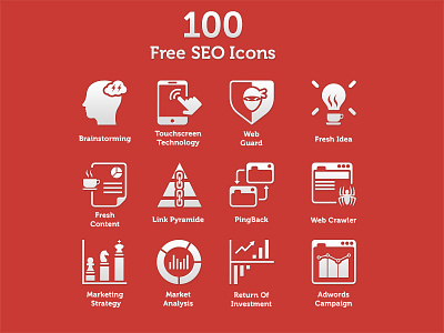 100 Fresh SEO Icons branding flat free freebies icon icons marketing minimal seo