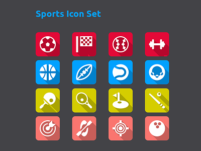 Sports Icon Set flat flat icon gui icon icons long shadow psd shadow ui vector