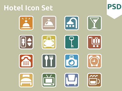 Hotel Icon Set flat free freebies icon icons psd ui
