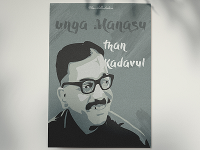 Anbe Sivam Tribute Poster anbe sivam anbe sivam poster boy illustration character illustration design flat illustration happy illustration illustration kamal hassan kamal illustration portrait the chillustrators ulaganayagan wall poster