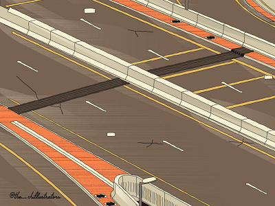 An empty Road! cartoon city city illustration comic style design dry illustration flat illustration illustration landscape illustration road the chillustrators wall paper