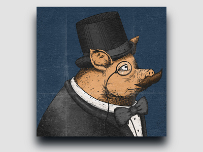 Mr Pig design illustration portrait procreate