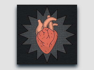 Heart design halftone heart illustration procreate retro texture