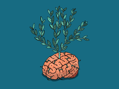 Growth Mindset brain design growth illustration mind mindfulness mindset plant procreate texture