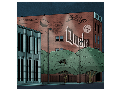 Omaha at Night buildings city design illustration nebraska night procreate signs sinage street texture