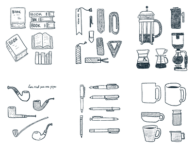 Food x Reading Sketches book bookmark books chemex coffee design drawing fountainpen illustration ink mug outline pen pipe procreate siphon sketches