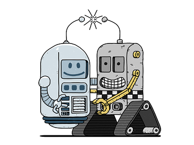 Spark! characters design drawing flat illustration minimal procreate robots