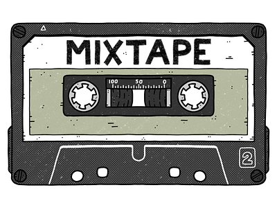 Mixtape 2d cassette design drawing illustration minimal music procreate retro simple tape