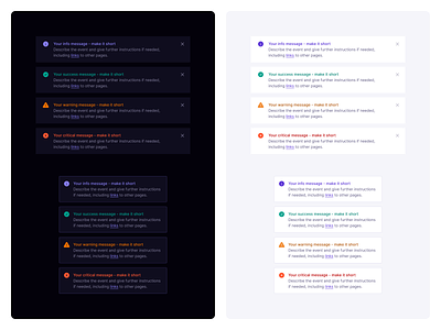 Alert Components alert alerts banner banners dark dark mode dark theme dashboad design system error light light theme message modal notification saas snackbar success toast warning