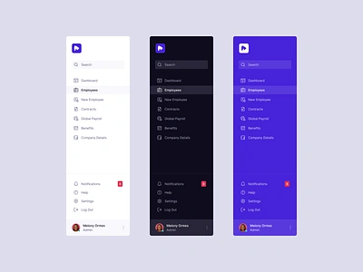 Sidebar Navigation UI app b2b clean dark dark theme dashboard flat grid icons menu minimal nav bar navbar navigation navigation bar saas sidebar ui ux web